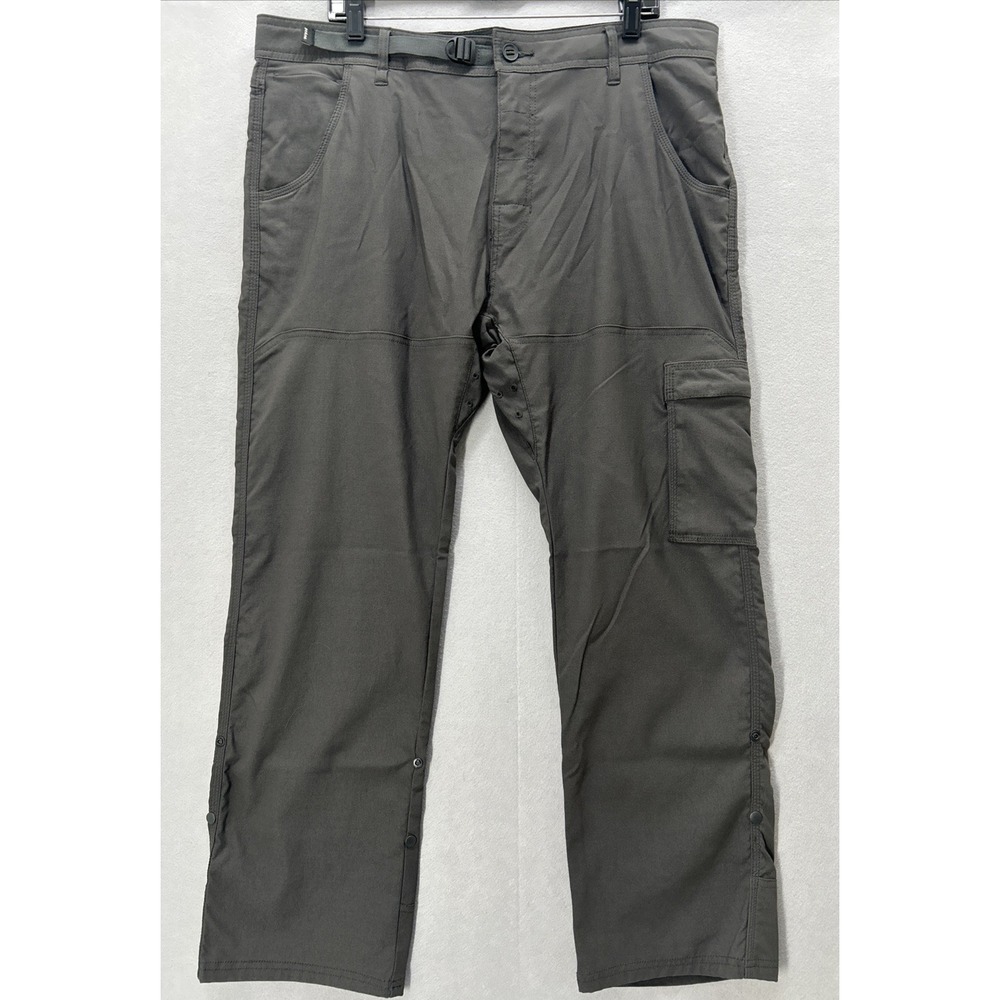 Prana Zion II Mens 38x30 Stretch Relaxed Fit Gray Straight Leg Pants Hiking